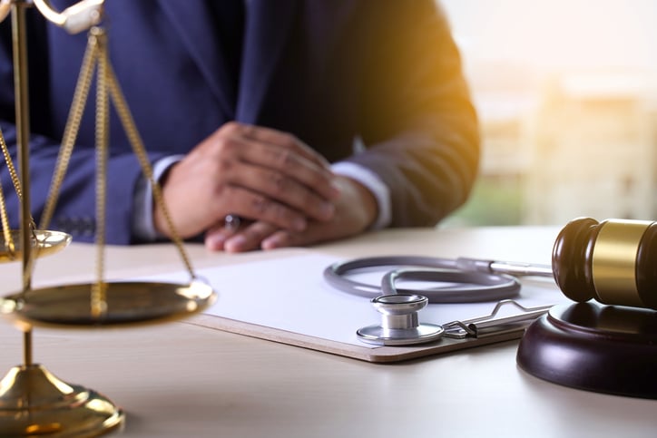 Law gavel and stethoscope