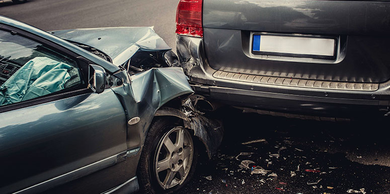 car crash into van