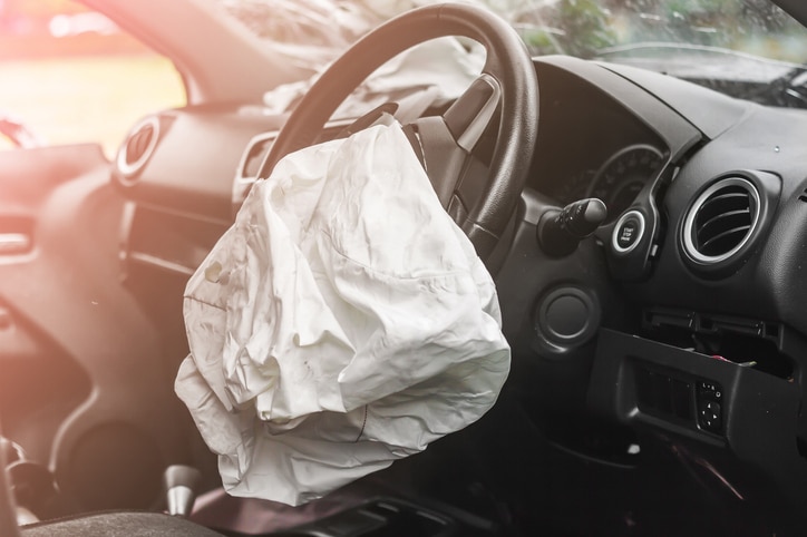 Airbag exposed after car accident