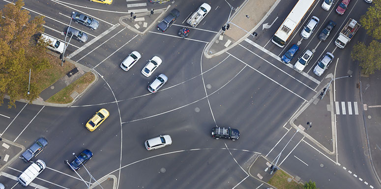 busy and complicated traffic intersection