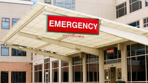 Emergency door overhand at trauma center image