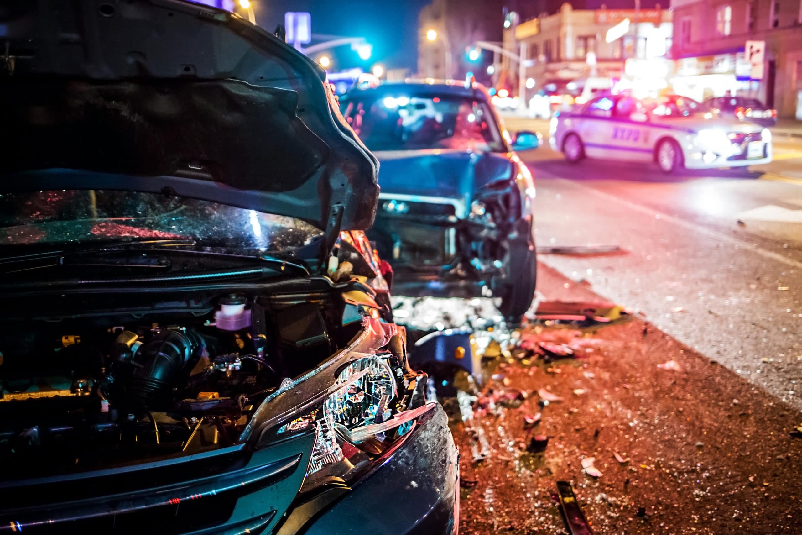 Two crashed cars